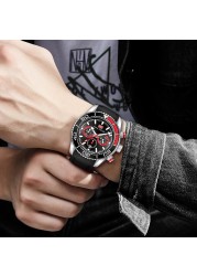 Fashion Men's Watches Multifunction Water Resistant Sport Wristwatches Luxury Quartz Luxury Brand Black Silicone Strap