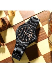 CURREN Fashion Auto Date Stainless Steel Watch For Men Luxury Business Quartz Watch Men Sport Waterproof Male Clock