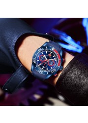 Fashion Men's Watches Multifunction Water Resistant Sport Wristwatches Luxury Quartz Luxury Brand Black Silicone Strap