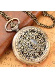 2022 New Style Vintage Style Bronze Hollow With Chain Nostalgia Men Pocket Watch Souvenir Birthday Gift for Boyfriend Husband