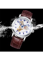 LONGLUX Brand Mechanical Automatic New Business Watches Men Leather Straps Waterproof Wristwatch Sports Watches Relogio Masculino