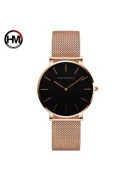 Japan Quartz Movement High Quality 36mm Hana Martin Women Stainless Steel Mesh Rose Gold Waterproof Ladies Watch Dropshipping