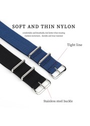 Ribbed NATO Strap 20mm 22mm Nylon Watch Strap Braid Ballistic Fabric Watchband Replacement for Military Watch Accessories