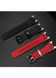 Men's Rubber Strap for C-asio G-SHOCK Watch MTG-B2000 Series Black Red Silicone Watch Strap with Special Connector