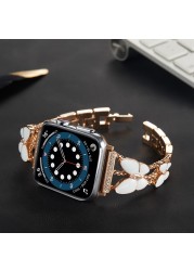 Strap for Apple Watch Band SE Series 7 6 5 4 45mm 41mm 44mm 40mm Bling Butterfly Stainless Steel Bracelet for iWatch 3 42mm 38mm