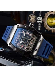 New Luxury 3-pin Transparent Bezel Quartz Watch Men Automatic Watch Men Designer Wristwatches Waterproof Reloj Hombre