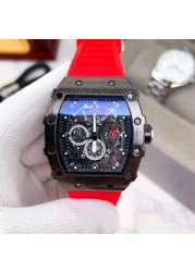 Watches for Men Silicone Strap Sport Quartz Richard Men's Watch Chronograph Watches Relogio Masculino