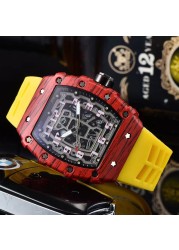 2022 Luxury 3 Pin Quartz Watch RM Transparent Bezel Men Automatic Watch for Men Designer Wristwatches Waterproof Reloj Hombre