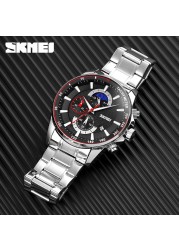 SKMEI New Men Watch Luxury Brand Sport Quartz Mens Watches Full Steel Waterproof Stopwatch Wristwatch Men Relogio Masculino