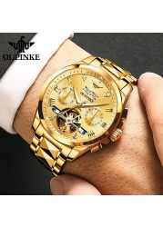 OUPINKE Watch for Men Luxury Brand Tourbillon Watches Sapphire Glass Tungsten Steel Waterproof Men Mechanical Wristwatches