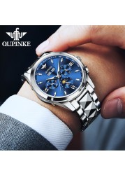 OUPINKE Men's Watch Perpetual Calendar Automatic Watch Luxury 50M Waterproof Sapphire Crystal Men Mechanical Wristwatches 3201