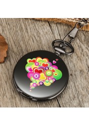 Black Case Vintage Accept Free Custom Men Women Quartz Chain Pocket Watch Flower Style Classic Neutral Watches for Wife