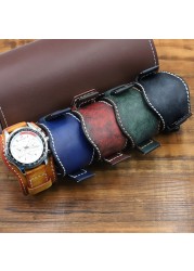 22mm 24mm Genuine Leather Watch Strap Wristwatch Band With Mat Wrist Protection Handmade Vintage Cuff Watches Bracelet