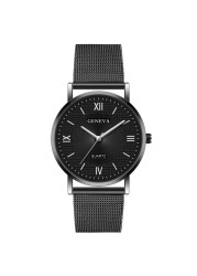 Popular simple roman bar nail face women's quartz watch leisure mesh stainless steel strap women's watch