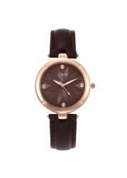 Leisure simple diamond flower inlaid women's quartz watch fashion leather strap women's watch