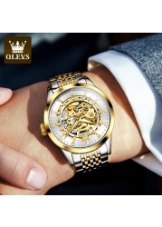 OLEVS Men's Watches Automatic Mechanical Watch for Men Waterproof Stainless Steel Luminous Male Wrist Watch Gift Set