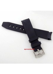 20mm black curved end rubber watch band for 40mm sub GMT mens watch