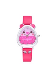 New leisure fashion cartoon dial children's watch different color strap girls beautiful quartz watch