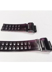 Black Purple GW9400 Silicone Rubber Watch Band and Bezel Transparent Watchband Cover with Tools Wholesale Dropshipping