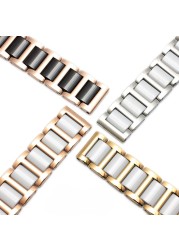 Ceramic Bracelet In Stainless Steel Watchband Watch Band Strap White Women Man Fashion Wristwatches 12 13 14 15 16 17 18 20 22mm