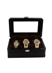 Black Watch Organizer Box Men Case Wood Casket Wooden Display Box Luxury Watches Rectangle Cabinet 6 Seat Man Storage Box