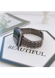 Stainless Steel Strap For Apple Watch Band With Diamonds Men And Women Watchband 44mm 40mm 42mm 38mm For Iwatch SE 6 5 4 3 2