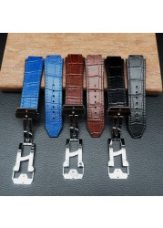 25*19mm Genuine Cowhide Rubber Watchband Applicable for Hublot Strap for Big Bang Strap Butterfly Buckle Watch Tools Accessories