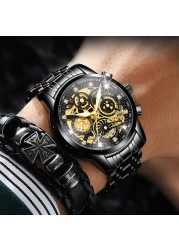 Men's Watches Top Brand Luxury Fashion Tourbillon Rotating Hollow Window Quartz Watch Business Men Waterproof Wristwatch for Men