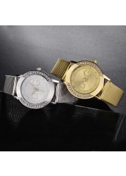 Luxury Famous Brand DQG Women Quartz Watches Stainless Steel Mesh Strap Ladies Wristwatches Diamond Ladies Watches