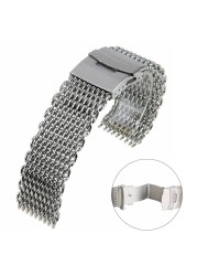 Fashion Band Wristband Loop Stainless Steel Wear Resistant Milanese Solid Mesh Adjustable Business Bracelet Watch Strap