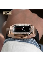 Protector Apple Watch Case Stainless Steel Band Accessories for iWatch4/5/6/7/SE 44mm 45mm Oak Apple Watch Series 7