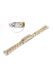 Rolamy 20 21mm Solid Curved End Screw Links Glide Lock Clasp Steel Watch Band Bracelet For Rolex Oyster Style Submarines