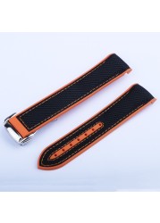 CARLYWET 20 21 22mm Black Orange Rubber Watch Band Strap for Omega Planet Ocean 300m 600m 43.5mm/600m 45.5mm
