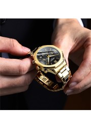 NIBOSI Fashion Gold Quartz Watches Casual Sports Waterproof Chronograph Watch Creative Irregular Man Wristwatch Relogio Masculino