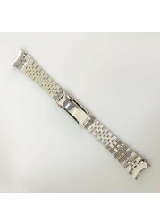 Rolamy 22mm 316L Steel Solid Curved End Screw Links With Oyster Clasp Jubilee Bracelet Watch Band Strap For Seiko 5 SRPD53K1