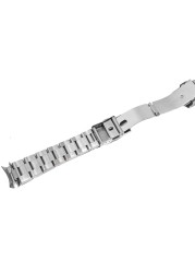 Rolamy 20 22mm Silver Brushed Hollow Curved End Solid Links Replacement Watch Band Strap Bracelet Double Push Clasp for Seiko