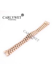 CARLYWET 20mm Silver Black Gold Middle Solid Curved End Screw Connect Stainless Steel Wrist Watch Bracelet Band For President