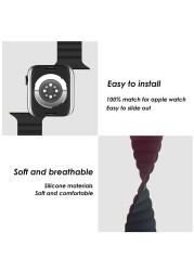 Soft Silicone Magnetic Band For Apple Watch 5 4 3 6 7 41 45mm Rubber Wristbands For iWatch SE Series 44 40 42mm 38mm Sport Loop