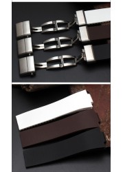 Carliot 25mm x 12mm (20mm Buckle) Black Brown White Silicone Rubber Watch Band Strap Silver Buckle Lock for Ulysse Nardin