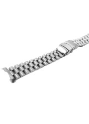 CARLYWET 20 22mm Silver Brush Hollow Curved End Solid Links Replacement Watch Band Bracelet Preseident Style for Seiko