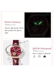 POEDAGAR 2022 Women Watches Fashion Leather Romance Red Dial Luxury Ladies Watch Waterproof Quartz Date Swiss Brand Wristwatch