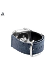 Lebanda Denim Strap Suitable for Apple Watch Series 7 6 SE 5 4 3 Classic Buckle Two Colors Denim Strap Suitable for iWatch 41 45mm