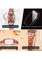 OLEVS Luxury Brand Red Tungsten Steel Wrist Watches Women Fashion Waterproof Quartz Wristwatch Casual Lady Female Wristwatch