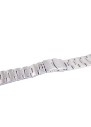 Carly Wet 22mm Sliver All Brush Stainless Steel Wrist Watch Band Replacement Metal Watchband Bracelet Double Push Clasp For Seiko