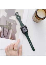 Fashion Leather Band for Apple Watch 40 44mm Slim Waist Watch Band 38 42mm for iWatch Series 6 5 4 3 2 1 SE Accessories Strap