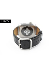 URVOI Band for Apple Watch Series 7 6 SE 5 4 3 Calf Leather Strap for iwatch with Classic Buckle Modern Design GEN.2 41mm 45mm