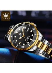 OLEVS Brand 007 Business Men's Watches Automatic Green Watch Men Stainless Steel Waterproof Luxury Mechanical Sports Wristwatch