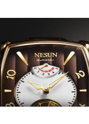 NESUN Automatic Mechanical Tourbillon Watch Luxury Fashion Sports Wristwatch Men Waterproof Hollow Out Energy Storage Clock