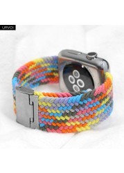 URVOI Braided Solo Loop Strap for Apple Watch Series 7 6 SE 5 4 3 2 1 Camo Strap Stretchable Folding Buckle for iWatch 41 45mm