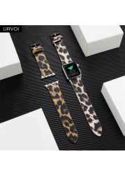 URVOI Leather Strap for Apple Watch Series 7 6 SE 5 4 3 2 1 Printing Strap for iWatch PU Leather Leopard Modern Style 41 45mm